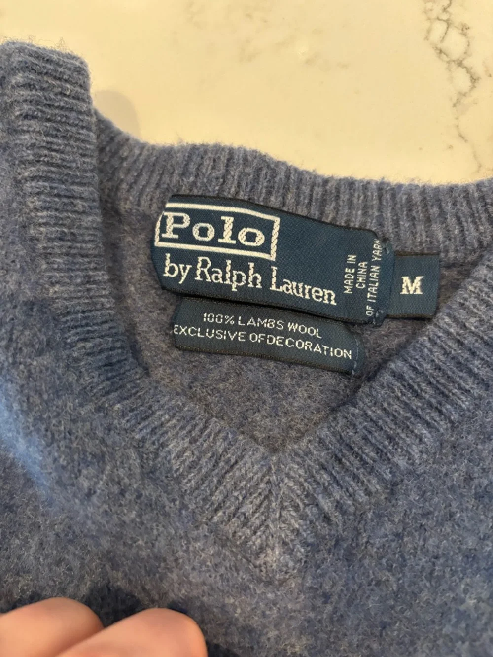 Polo by Ralph Lauren Heathered Blue V-Neck Sweater